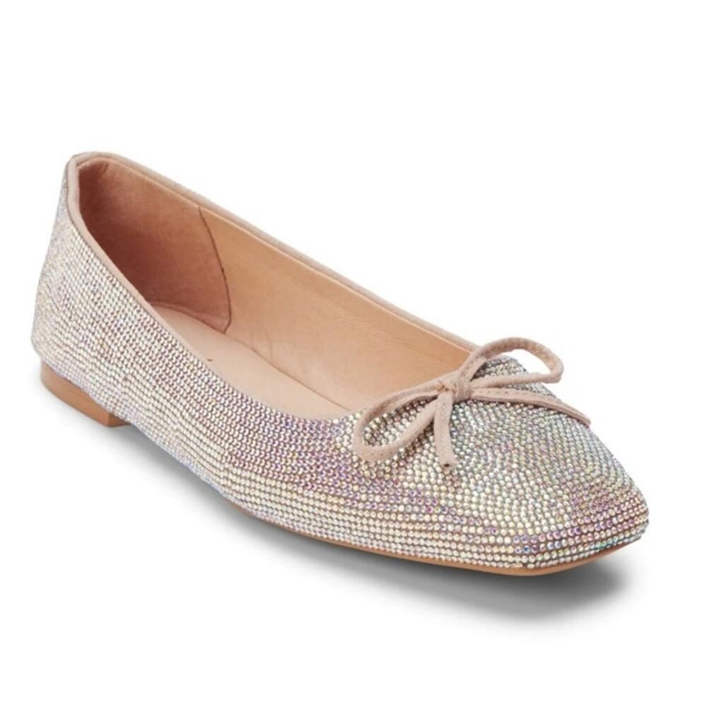 Matisse Roxy Rhinestone Ballet Flats 8.5 Crystal Sparkle Bow Wedding Party